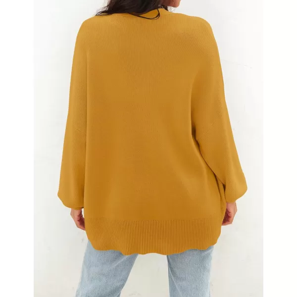 ZESICA Womens 2024 Casual Long Sleeve Cardigan V Neck Button Down Open Front Knit Loose Oversized Sweater CoatGinger