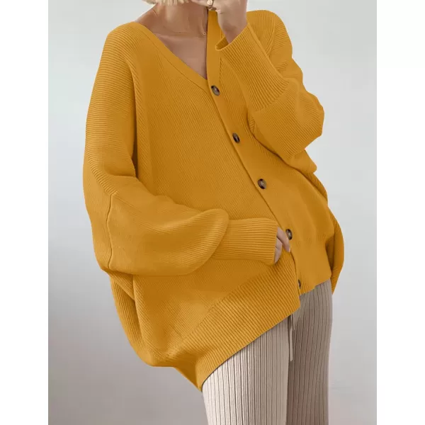 ZESICA Womens 2024 Casual Long Sleeve Cardigan V Neck Button Down Open Front Knit Loose Oversized Sweater CoatGinger