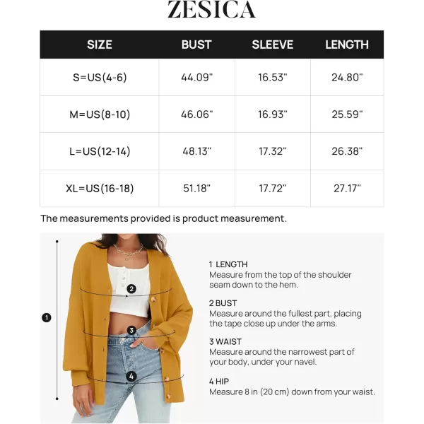 ZESICA Womens 2024 Casual Long Sleeve Cardigan V Neck Button Down Open Front Knit Loose Oversized Sweater CoatGinger