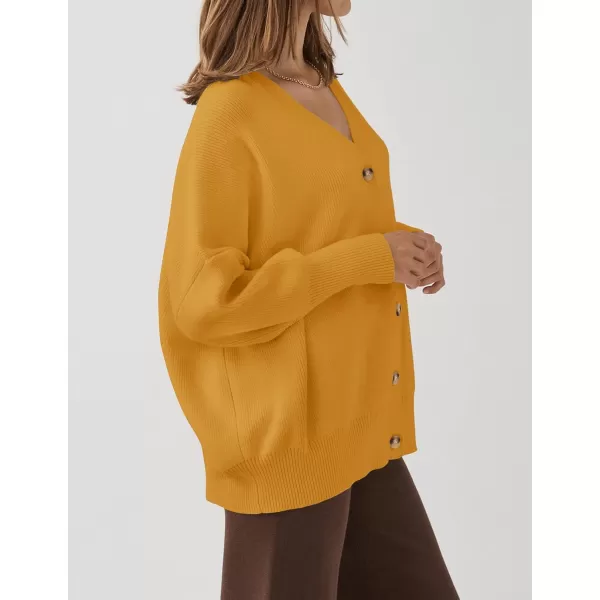 ZESICA Womens 2024 Casual Long Sleeve Cardigan V Neck Button Down Open Front Knit Loose Oversized Sweater CoatGinger