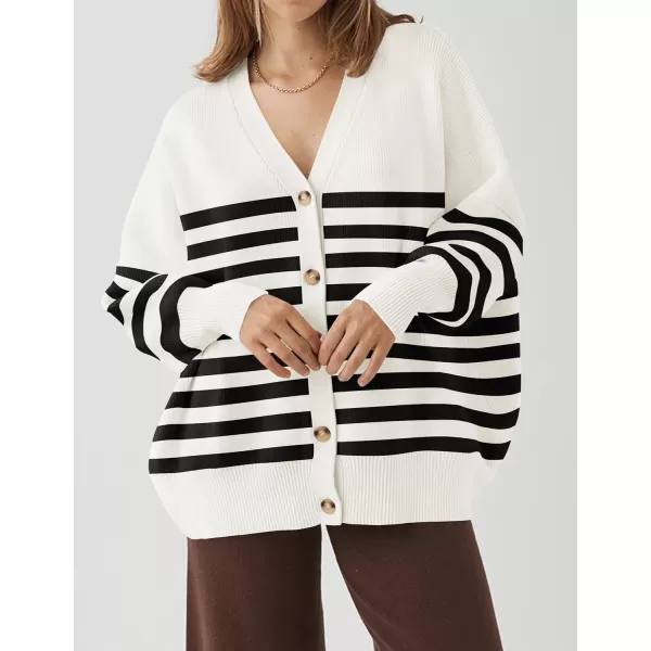 ZESICA Womens 2024 Casual Long Sleeve Cardigan V Neck Button Down Open Front Knit Loose Oversized Sweater CoatIvory
