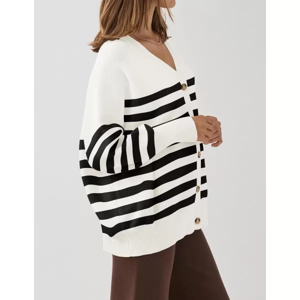 ZESICA Womens 2024 Casual Long Sleeve Cardigan V Neck Button Down Open Front Knit Loose Oversized Sweater CoatIvory