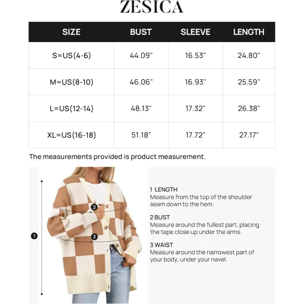 ZESICA Womens 2024 Casual Long Sleeve Cardigan V Neck Button Down Open Front Knit Loose Oversized Sweater CoatLightbrown