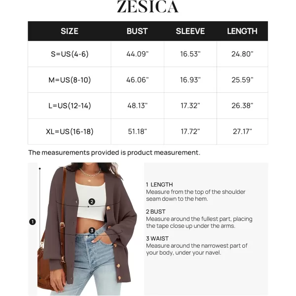ZESICA Womens 2024 Casual Long Sleeve Cardigan V Neck Button Down Open Front Knit Loose Oversized Sweater CoatNutmeg