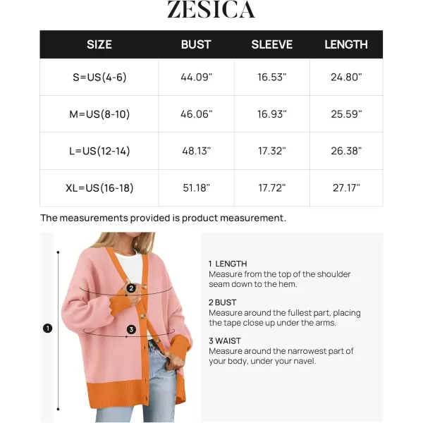 ZESICA Womens 2024 Casual Long Sleeve Cardigan V Neck Button Down Open Front Knit Loose Oversized Sweater CoatOrange