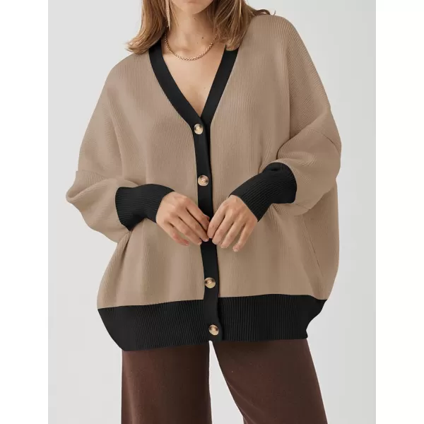 ZESICA Womens 2024 Casual Long Sleeve Cardigan V Neck Button Down Open Front Knit Loose Oversized Sweater CoatRedbrown
