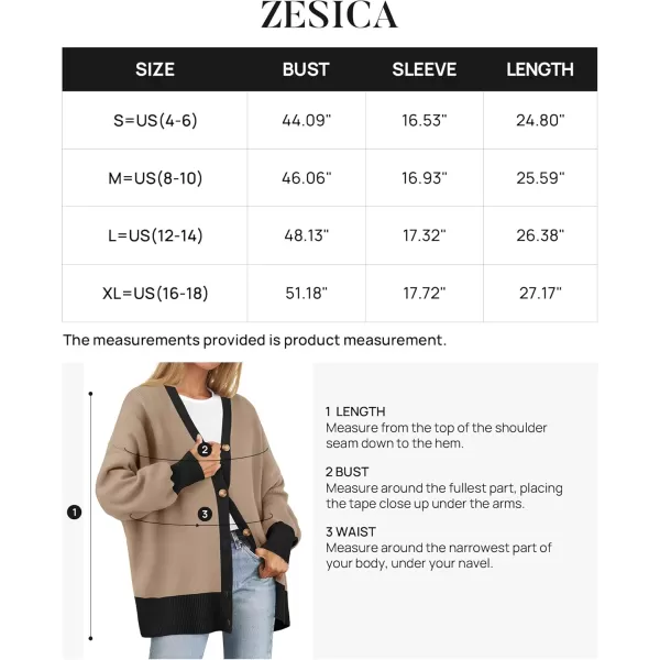 ZESICA Womens 2024 Casual Long Sleeve Cardigan V Neck Button Down Open Front Knit Loose Oversized Sweater CoatRedbrown