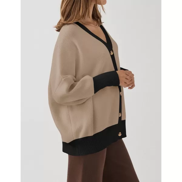 ZESICA Womens 2024 Casual Long Sleeve Cardigan V Neck Button Down Open Front Knit Loose Oversized Sweater CoatRedbrown