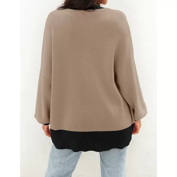 ZESICA Womens 2024 Casual Long Sleeve Cardigan V Neck Button Down Open Front Knit Loose Oversized Sweater CoatRedbrown