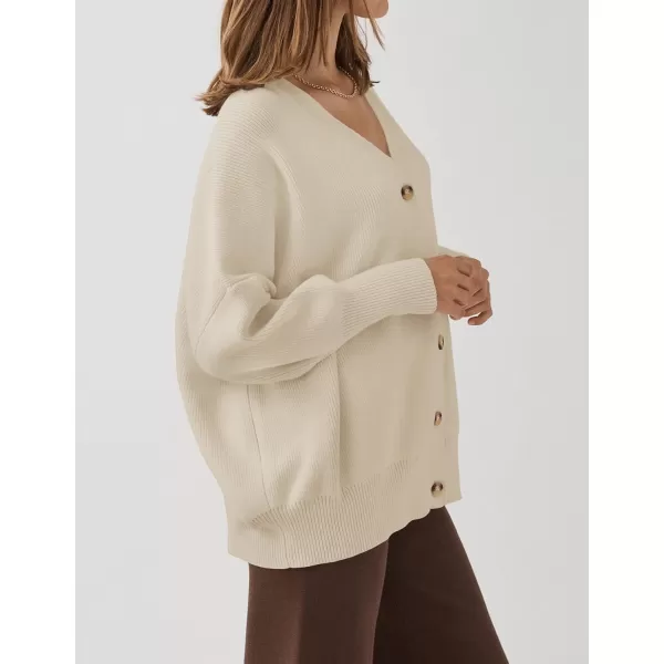 ZESICA Womens 2024 Casual Long Sleeve Cardigan V Neck Button Down Open Front Knit Loose Oversized Sweater CoatSand