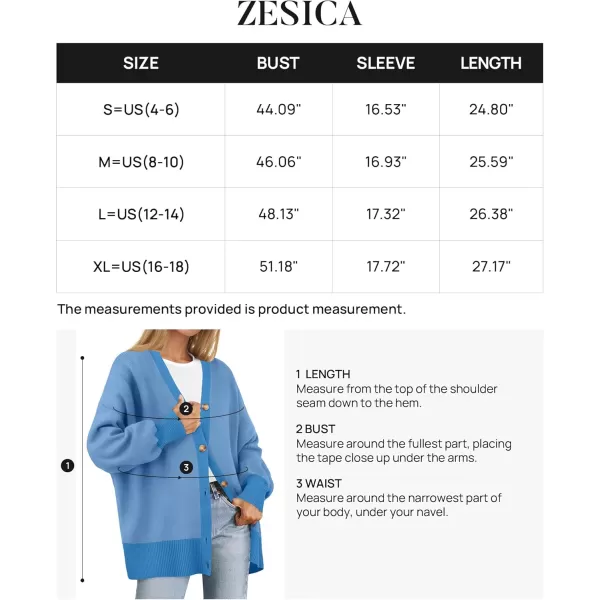 ZESICA Womens 2024 Casual Long Sleeve Cardigan V Neck Button Down Open Front Knit Loose Oversized Sweater CoatSky
