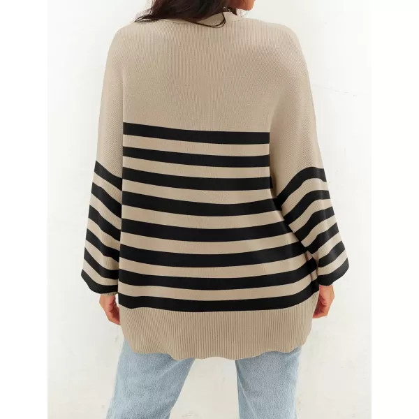 ZESICA Womens 2024 Casual Long Sleeve Cardigan V Neck Button Down Open Front Knit Loose Oversized Sweater CoatToffee