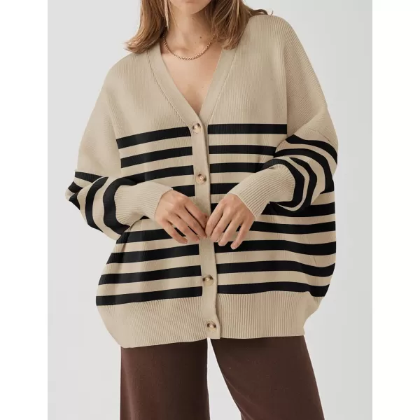 ZESICA Womens 2024 Casual Long Sleeve Cardigan V Neck Button Down Open Front Knit Loose Oversized Sweater CoatToffee