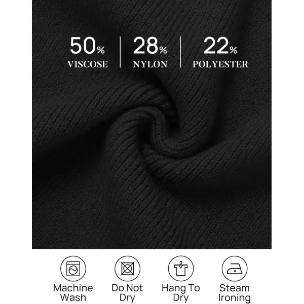 ZESICA Womens 2024 Fall Turtleneck Sweaters Dress Oversized Long Lantern Sleeve Casual Knit Pullover Short DressesBlack