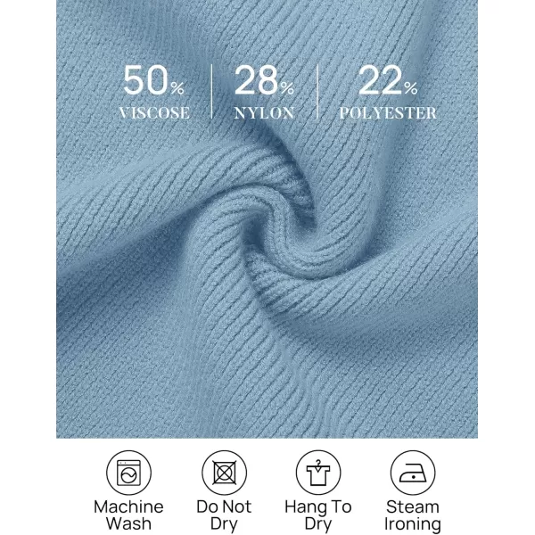 ZESICA Womens 2024 Fall Turtleneck Sweaters Dress Oversized Long Lantern Sleeve Casual Knit Pullover Short DressesLightblue