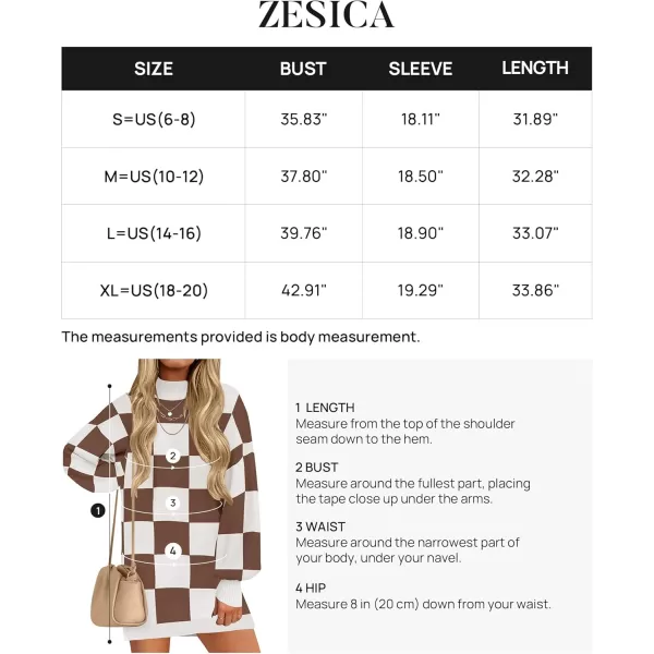 ZESICA Womens 2024 Fall Turtleneck Sweaters Dress Oversized Long Lantern Sleeve Casual Knit Pullover Short DressesMocha