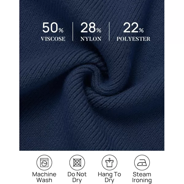 ZESICA Womens 2024 Fall Turtleneck Sweaters Dress Oversized Long Lantern Sleeve Casual Knit Pullover Short DressesNavy