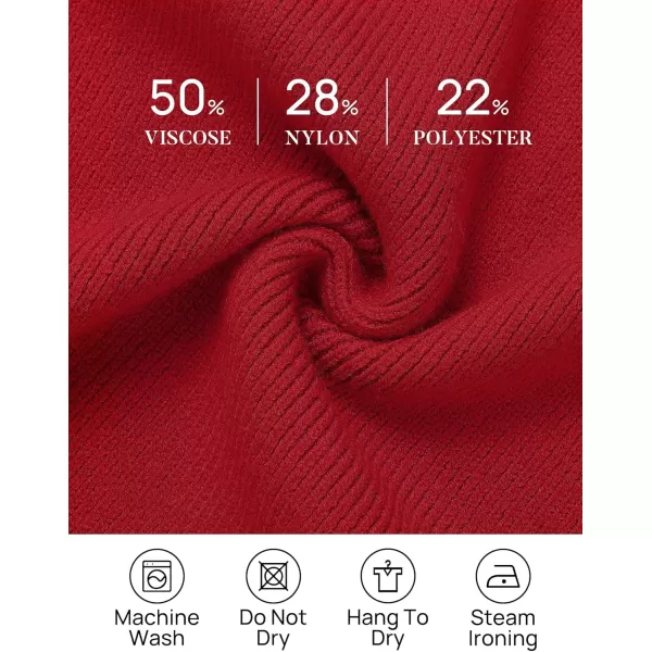 ZESICA Womens 2024 Fall Turtleneck Sweaters Dress Oversized Long Lantern Sleeve Casual Knit Pullover Short DressesRed