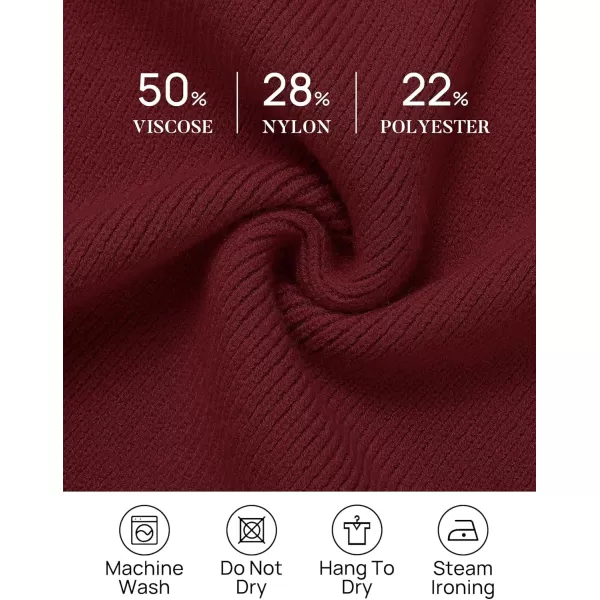 ZESICA Womens 2024 Fall Turtleneck Sweaters Dress Oversized Long Lantern Sleeve Casual Knit Pullover Short DressesWine