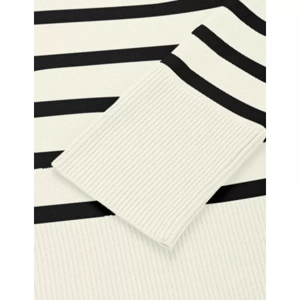 ZESICA Womens 2024 Fall Winter Striped Long Sleeve Crew Neck Ribbed Knit Side Slit Oversized Pullover Sweater Jumper TopBeige