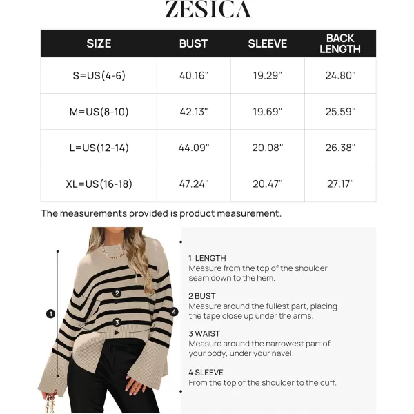 ZESICA Womens 2024 Fall Winter Striped Long Sleeve Crew Neck Ribbed Knit Side Slit Oversized Pullover Sweater Jumper TopOats