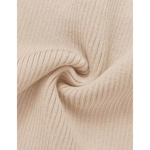 ZESICA Womens 2024 Ribbed Knit Dress Long Sleeve Mock Neck Slim Fit Side Slit Fall Elegant Sweater DressesApricot