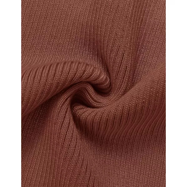ZESICA Womens 2024 Ribbed Knit Dress Long Sleeve Mock Neck Slim Fit Side Slit Fall Elegant Sweater DressesBrown