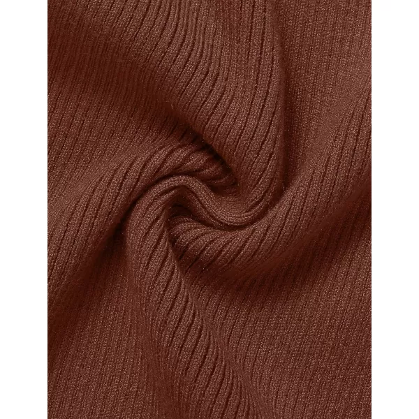 ZESICA Womens 2024 Ribbed Knit Dress Long Sleeve Mock Neck Slim Fit Side Slit Fall Elegant Sweater DressesCoffee