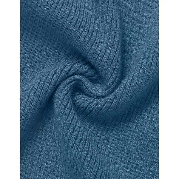 ZESICA Womens 2024 Ribbed Knit Dress Long Sleeve Mock Neck Slim Fit Side Slit Fall Elegant Sweater DressesDarkblue