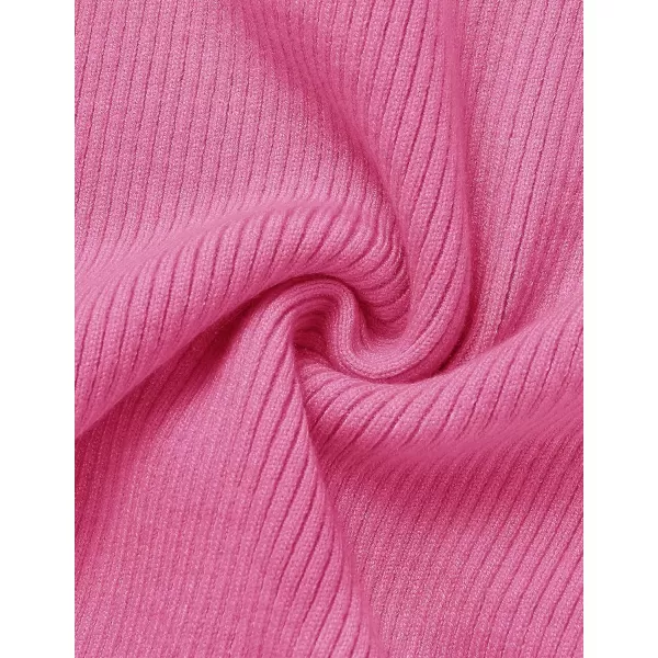ZESICA Womens 2024 Ribbed Knit Dress Long Sleeve Mock Neck Slim Fit Side Slit Fall Elegant Sweater DressesHotpink