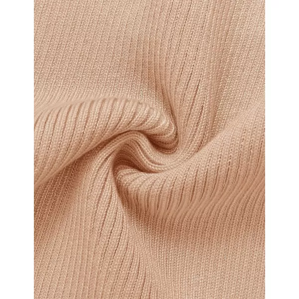 ZESICA Womens 2024 Ribbed Knit Dress Long Sleeve Mock Neck Slim Fit Side Slit Fall Elegant Sweater DressesKhaki