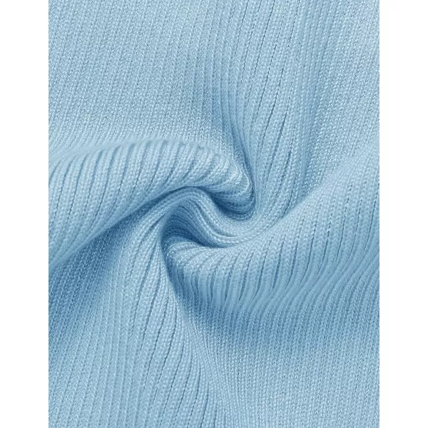 ZESICA Womens 2024 Ribbed Knit Dress Long Sleeve Mock Neck Slim Fit Side Slit Fall Elegant Sweater DressesLightblue