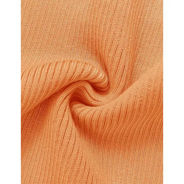 ZESICA Womens 2024 Ribbed Knit Dress Long Sleeve Mock Neck Slim Fit Side Slit Fall Elegant Sweater DressesOrange