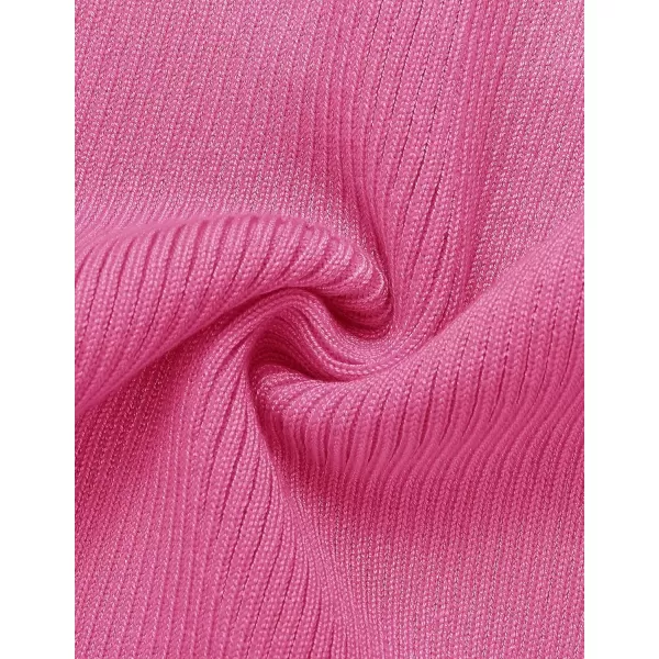 ZESICA Womens 2024 Ribbed Knit Dress Long Sleeve Mock Neck Slim Fit Side Slit Fall Elegant Sweater DressesRose