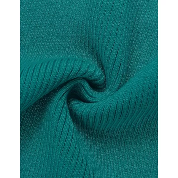 ZESICA Womens 2024 Ribbed Knit Dress Long Sleeve Mock Neck Slim Fit Side Slit Fall Elegant Sweater DressesTeal