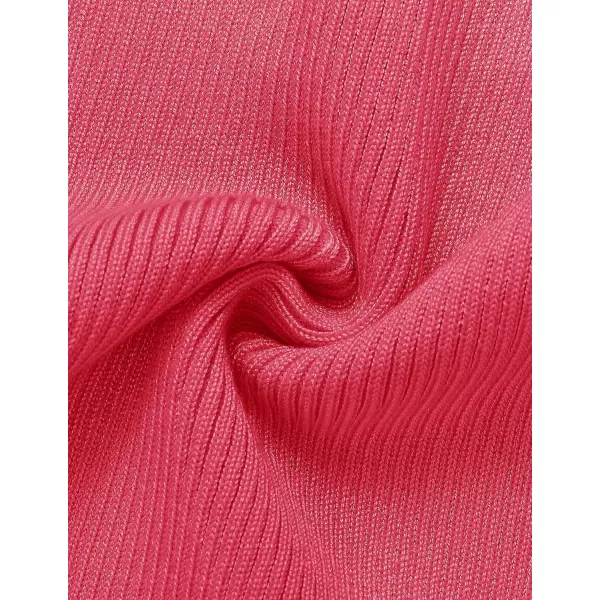 ZESICA Womens 2024 Ribbed Knit Dress Long Sleeve Mock Neck Slim Fit Side Slit Fall Elegant Sweater DressesWatermelon