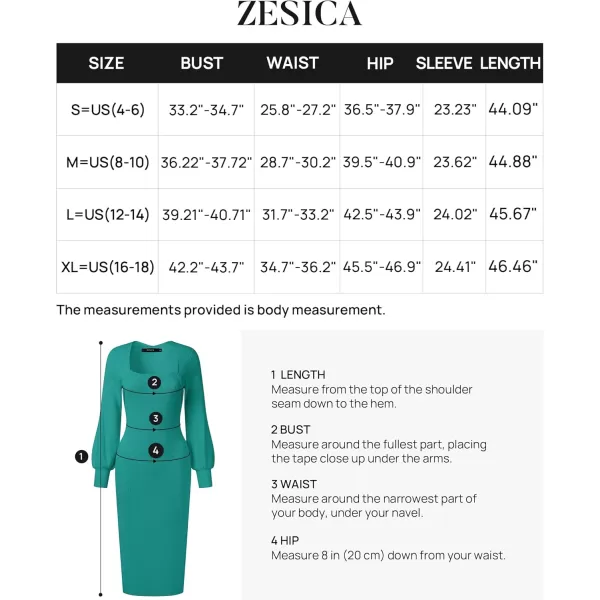 ZESICA Womens 2024 Square Neck Ribbed Knit Dress Puff Long Sleeve Slim Fit Bodycon Fall Winter Pullover Sweater DressPeacock