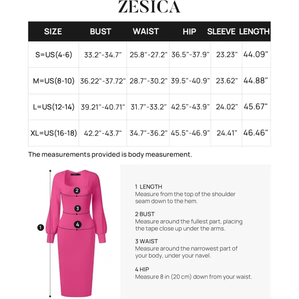 ZESICA Womens 2024 Square Neck Ribbed Knit Dress Puff Long Sleeve Slim Fit Bodycon Fall Winter Pullover Sweater DressRose