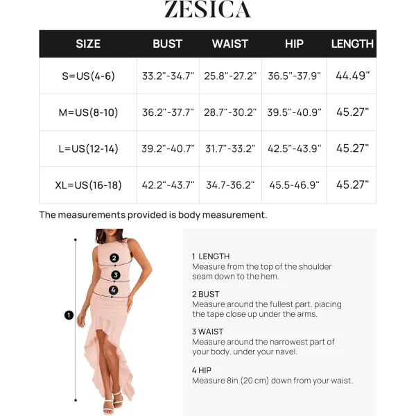 ZESICA Womens 2024 Summer Ruched Bodycon Dress Sleeveless Backless Ruffle Mermaid Cocktail Wedding Party DressesPink