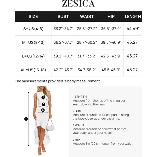 ZESICA Womens 2024 Summer Ruched Bodycon Dress Sleeveless Backless Ruffle Mermaid Cocktail Wedding Party DressesWhite