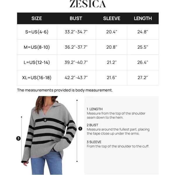 ZESICA Womens 2024 Winter Sweaters Lapel V Neck Long Sleeve Striped Chunky Knit Oversized Pullover Sweater Jumper TopsGrey