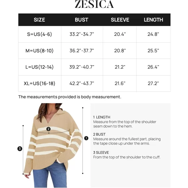 ZESICA Womens 2024 Winter Sweaters Lapel V Neck Long Sleeve Striped Chunky Knit Oversized Pullover Sweater Jumper TopsKhaki