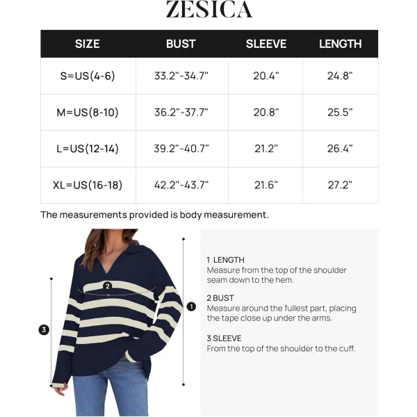 ZESICA Womens 2024 Winter Sweaters Lapel V Neck Long Sleeve Striped Chunky Knit Oversized Pullover Sweater Jumper TopsNavy