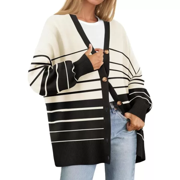 ZESICA Womens 2024 Casual Long Sleeve Cardigan V Neck Button Down Open Front Knit Loose Oversized Sweater CoatApricot