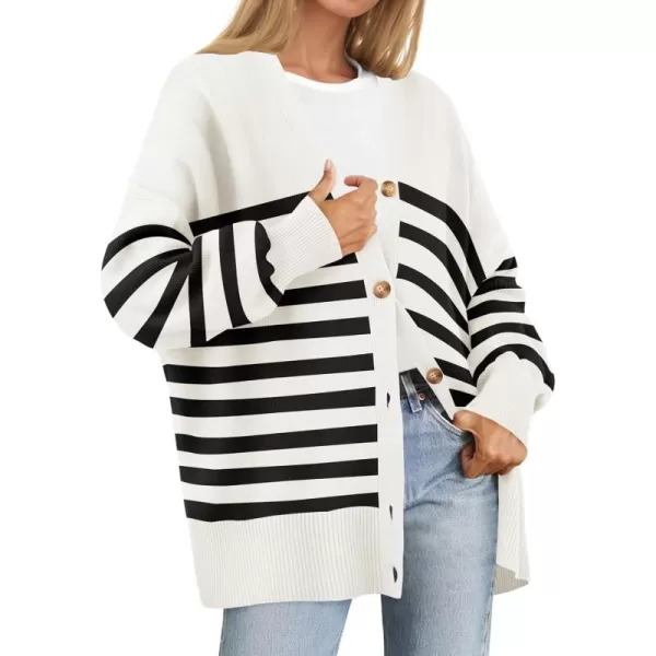 ZESICA Womens 2024 Casual Long Sleeve Cardigan V Neck Button Down Open Front Knit Loose Oversized Sweater CoatIvory