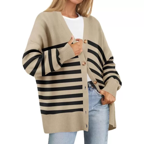 ZESICA Womens 2024 Casual Long Sleeve Cardigan V Neck Button Down Open Front Knit Loose Oversized Sweater CoatToffee