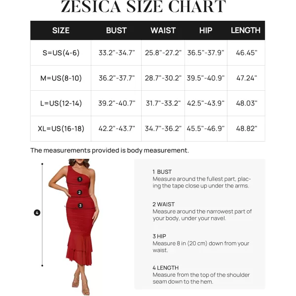 ZESICA Womens One Shoulder Summer Dress Sleeveless Mesh Ruched Bodycon Sexy Formal Cocktail Midi DressesRed