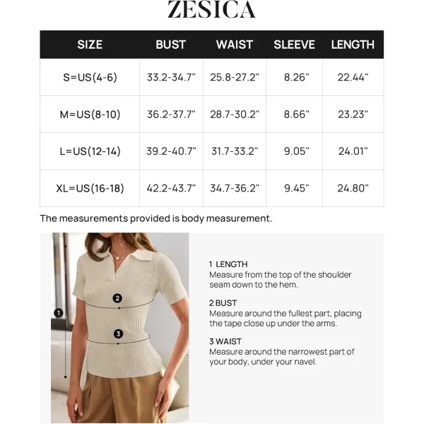 ZESICA Womens Short Sleeve V Neck T Shirts 2024 Summer Ribbed Knit Slim Fitted Basic Solid Color Tee TopsAlmond