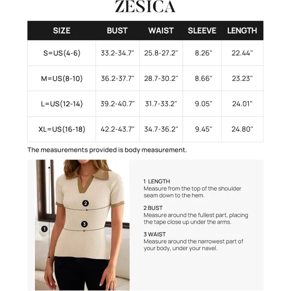 ZESICA Womens Short Sleeve V Neck T Shirts 2024 Summer Ribbed Knit Slim Fitted Basic Solid Color Tee TopsBeige