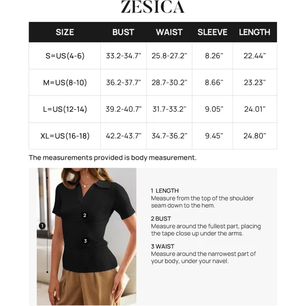 ZESICA Womens Short Sleeve V Neck T Shirts 2024 Summer Ribbed Knit Slim Fitted Basic Solid Color Tee TopsBlack